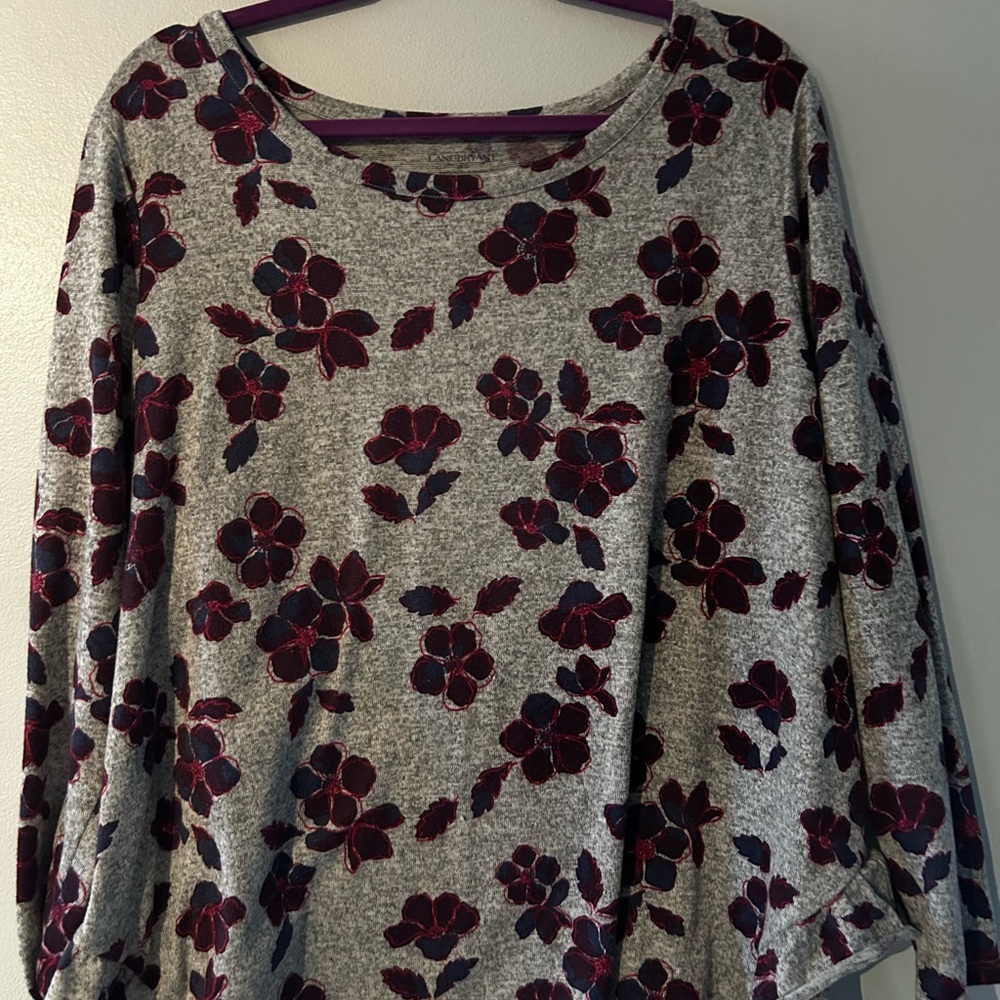 Lane Bryant Gray and Red Floral Sweater